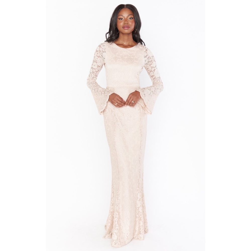 Show Me Your Mumu Natalie Maxi Dress in Champagne Forever Lace
